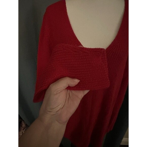 Lane Bryant Womens V Neck Sweater Sz 18 / 20 W Red Pullover Long Sleeve Knit - Picture 3 of 4